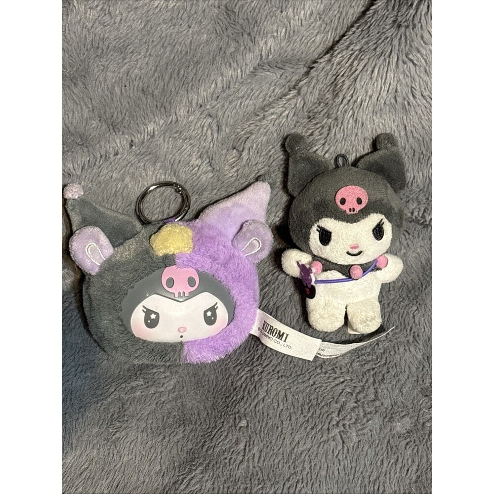 Sanrio Kuromi Keychain Set of 2 One Mascot One Top Toy Purple Gray Plush